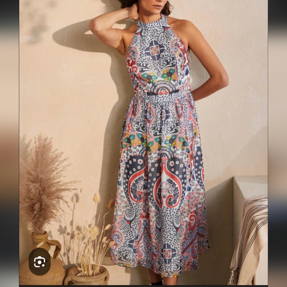 Boden Tori Midi Dress in a multicolor paisley print